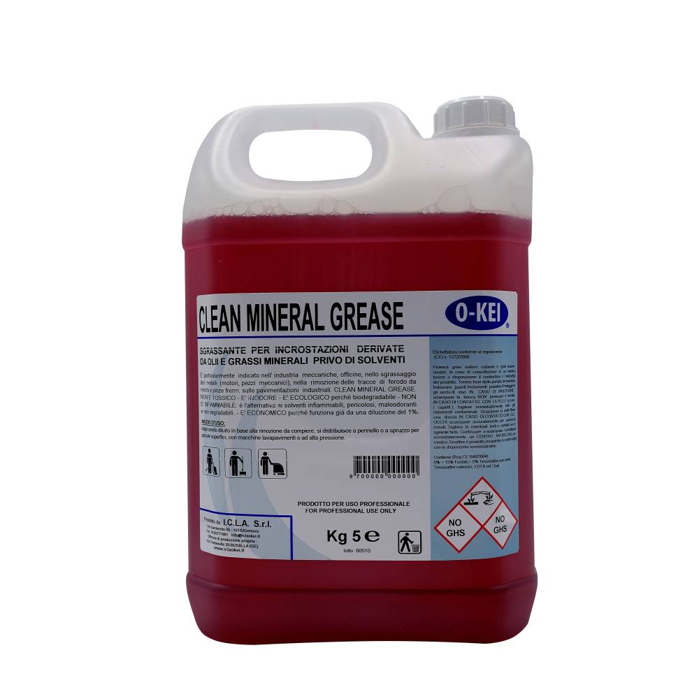I.C.L.A. OKEI - CLEAN MINERAL GREASE - Pulizia di fondo  5kg - Detergente sgrassatore specifico per sporco e incrostazioni da olii