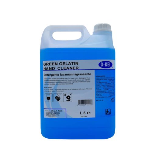 I.C.L.A. OKEI - GREEN GELATIN HAND CLEANER - Igiene personale  5kg - Detergente lavamani sgrassante a pH fisiologico. E' particolarmente indicato per la rimozione dalle mani di sporchi pesanti