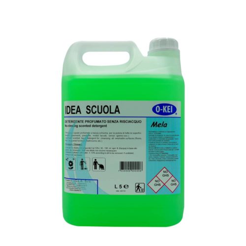 I.C.L.A. OKEI - IDEA SCUOLA MELA - Detergenti manutentori  5kg - Detergente liquido a bassa schiuma delicatamente profumato per la manutenzione ordinaria di tutte le superfici dure. Non intacca i pavimenti trattati con cere. Lascia nell'ambiente una gradevole nota fruttata.