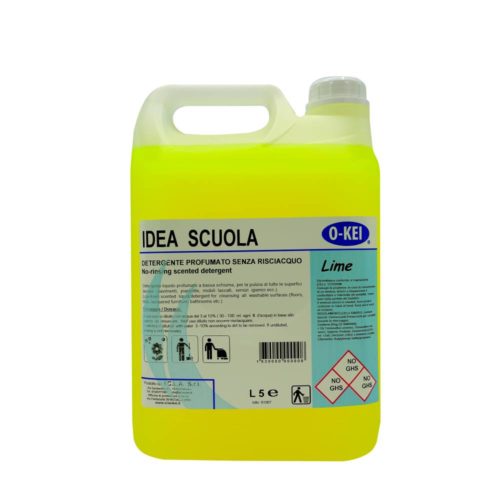 I.C.L.A. OKEI - IDEA SCUOLA LIME - Detergenti manutentori  5kg - Detergente liquido a bassa schiuma delicatamente profumato per la manutenzione ordinaria di tutte le superfici dure. Non intacca i pavimenti trattati con cere. Lascia nell'ambiente una gradevole nota agrumata.