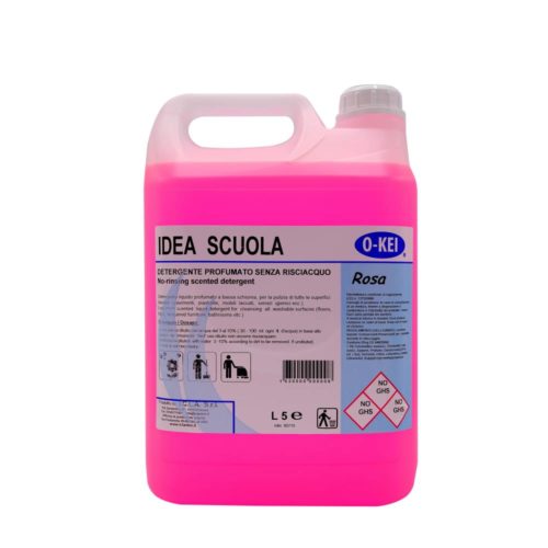 I.C.L.A. OKEI - IDEA SCUOLA ROSA - Detergenti manutentori  5kg - Detergente liquido a bassa schiuma delicatamente profumato per la manutenzione ordinaria di tutte le superfici dure. Non intacca i pavimenti trattati con cere. Lascia nell'ambiente una gradevole nota fiorita.