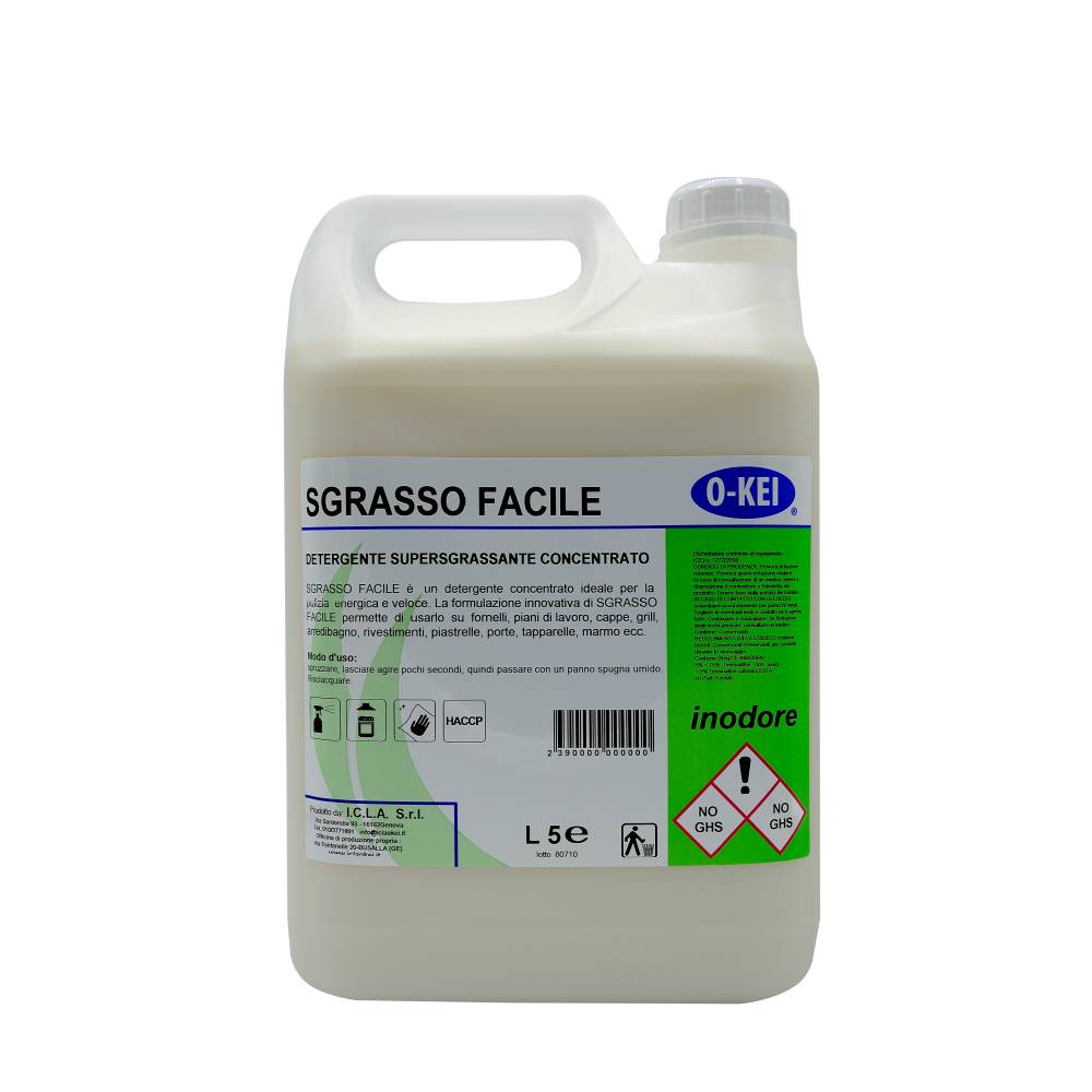 I.C.L.A. OKEI - SGRASSO FACILE INODORE - Sgrassatori e speciali  5kg - Detergente supersgrassante