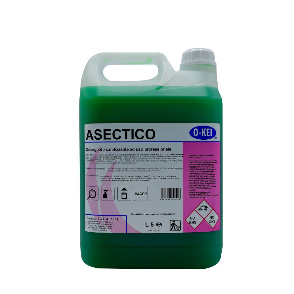 I.C.L.A. OKEI - ASECTICO - Detergenti igienizzanti  5kg - Detergente sanitizzante inodore concentrato ad uso professionale indicato per ospedali