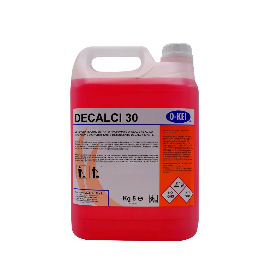 I.C.L.A. OKEI - DECALCI 30 - Detergenti disincrostanti  5kg - Detergente acido tamponato a forte azione disincrostante per la rimozione di residui calcarei