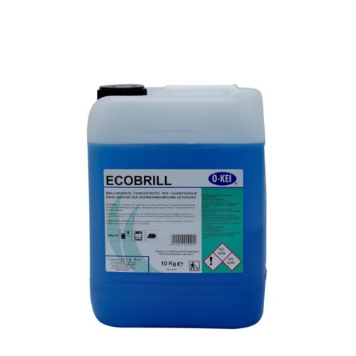 I.C.L.A. OKEI - ECOBRILL - Detergenti per stoviglie  10kg - Additivo concentrato a pH acido che nella fase di risciacquo elimina ogni traccia di detergente dalle stoviglie permettendogli una rapida asciugatura senza gocce e aloni. Evita la formazione di macchie calcaree. Formulato per lavorare in presenza di acque con durezza fino a 35°F.